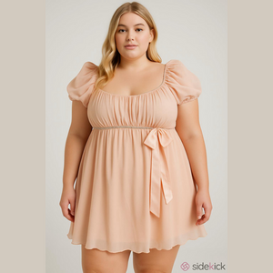 NWT JJ’s House A-line Short Chiffon Ruffle Hem Dress, Pink Pearl, Size 16